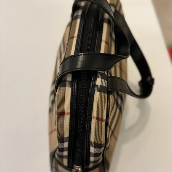Burberry Check Canvas Bowler Bag – Black Trim - Picture 4 of 10